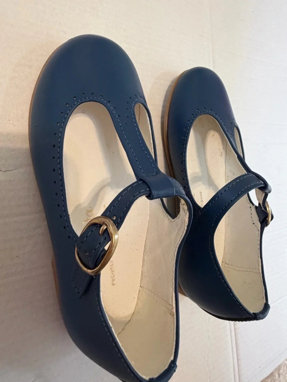 La Coqueta Cobalt Blue Leather T-Bar Mary Jane Shoes EU 25 US 9